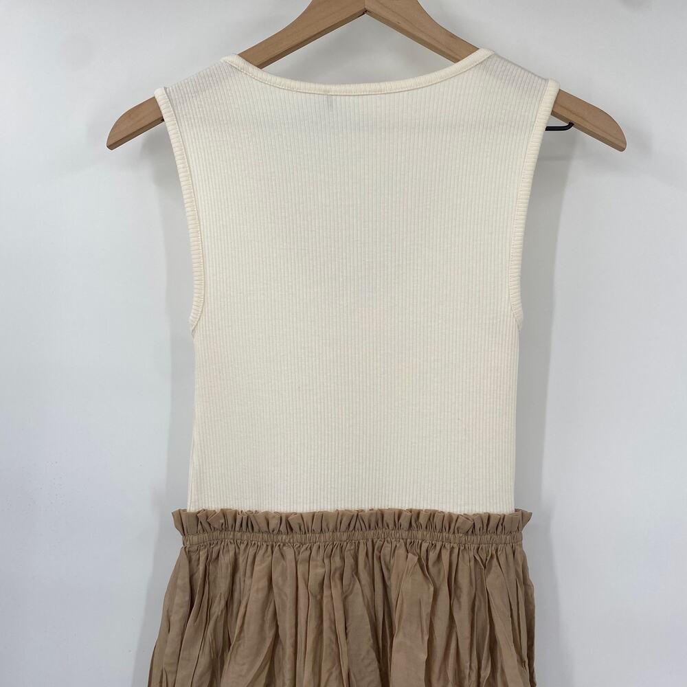 J Crew Gathered Waist Mixy Midi Dress Cotton Blend Knit Tank Crinkle Skirt XS - Picture 4 of 9